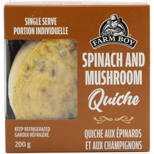 Farm Boy Quiche Spinach And Mushroom 200 g (frozen)
