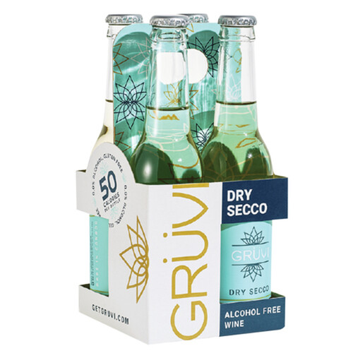 Gruvi Non Alcoholic Wine Dry Secco 4 x 275 ml (bottles)