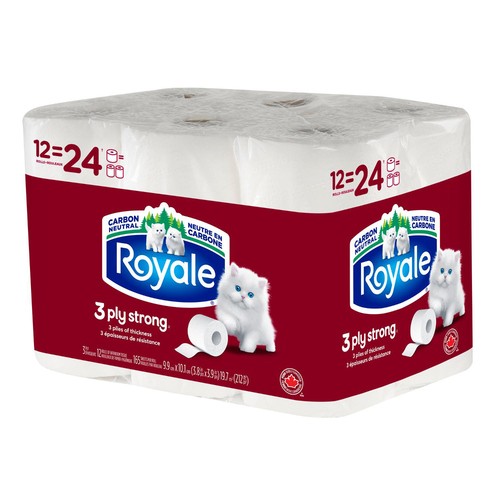 Royale Toilet Paper Strong 3-Ply 12 Rolls x 165 Sheets