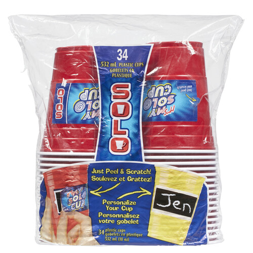 Solo Plastic Cups 18 Oz 34 Pack