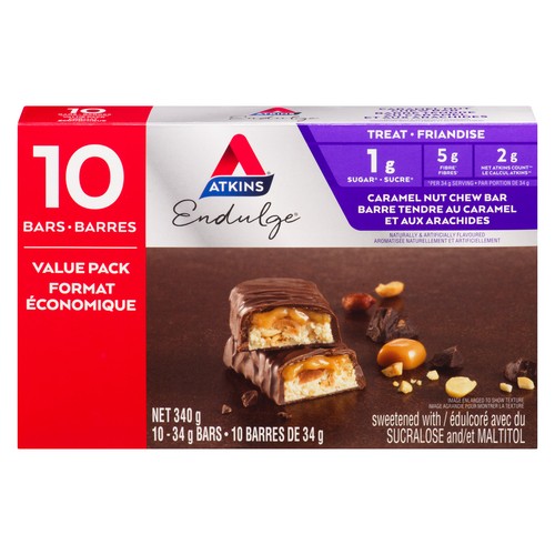 Atkins Endulge Nut Chew Bar Treat Caramel 10 x 34 g