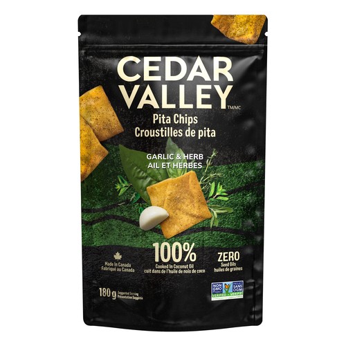 Cedar Valley Pita Chips Garlic & Herb 180 g