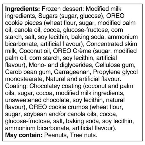 Oreo Frozen Dessert Bars Cookie Pieces 5 x 72 ml
