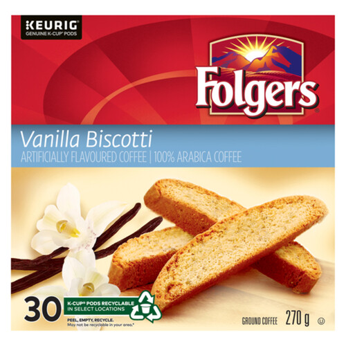 Folgers Coffee Pods Gourmet Selections Biscotti Vanilla 30 K-Cups 270 g