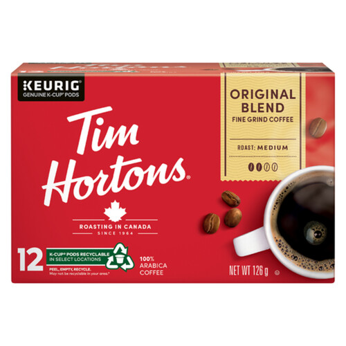 Tim Hortons Coffee Pods Original Light Medium Roast 12 K-Cups 126 g