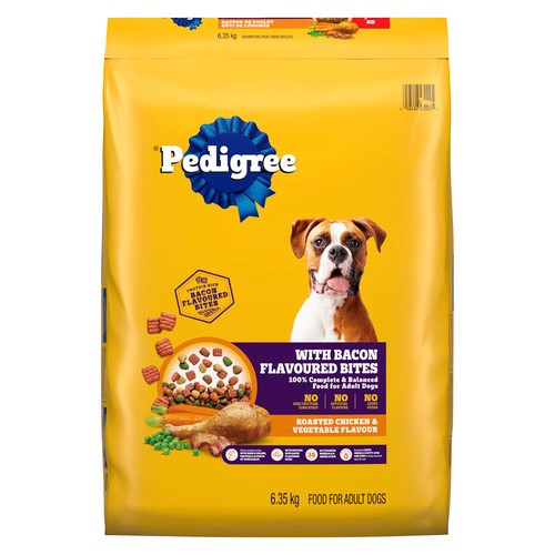 Pedigree Dry Dog Food Bacon Flavoured Bites Roasted Chicken & Vegetable 6.35 kg