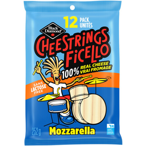 Black Diamond Lactose-Free Cheestrings Cheese Snack Mozzarella 12 Pack 252 g