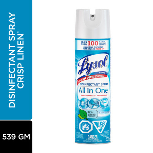 Lysol Disinfectant Spray All In One Clean Linen 539 g