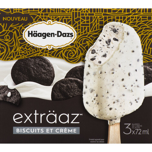 Häagen-Dazs Exträaz Ice Cream Bars Cookies & Cream 3 x 72 ml