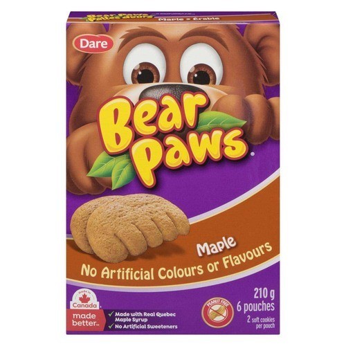 Dare Bear Paws Soft Cookies Maple 6 Pouches 210 g