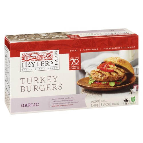 Hayter's Farm Frozen Turkey Burger Garlic 1.14 kg