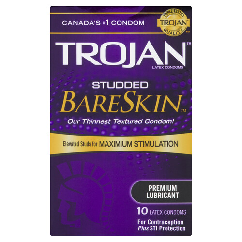 Trojan Bareskin Studded Condom 10 Latex Condoms