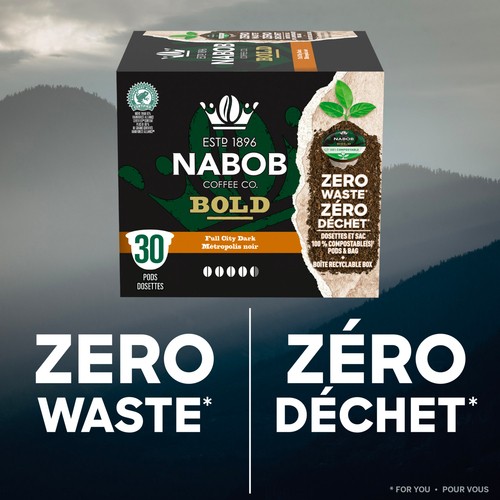 Nabob Coffee Pods 100% Arabica Full City Dark 100% Compostable 30 Single Serve 292 g