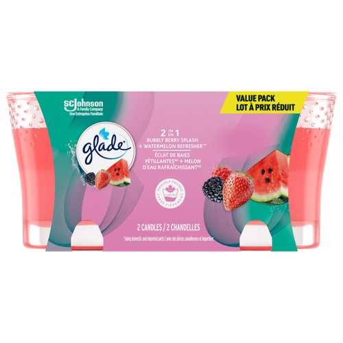 Glade Refresher Candle Bubbly Berry Splash & Watermelon Twin Pack
