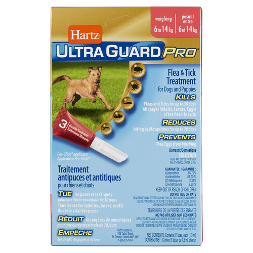 Hartz UltraGuard Pro Flea & Tick Treatment - 6 to 14 kg Dogs 3 x 1.3 ml