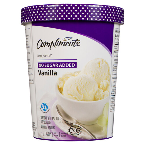 Compliments No Suger Added Ice Cream Vanilla 1 L