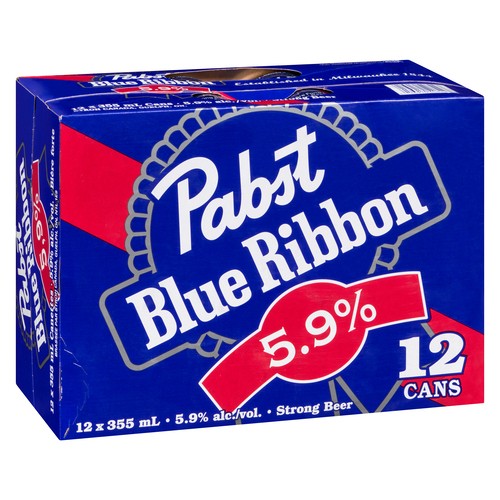 Pabst Blue Ribbon Beer 5.9% Alcohol 12 x 355 ml (cans)