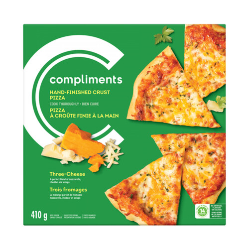 Compliments Hand-Finished Three Cheese 10 Inch Frozen Pizza 410 g