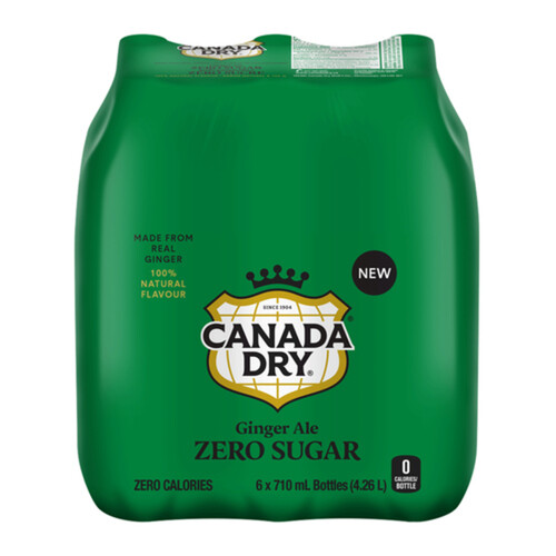 Canada Dry Zero Sugar Ginger Ale 6 x 710 ml (bottles)