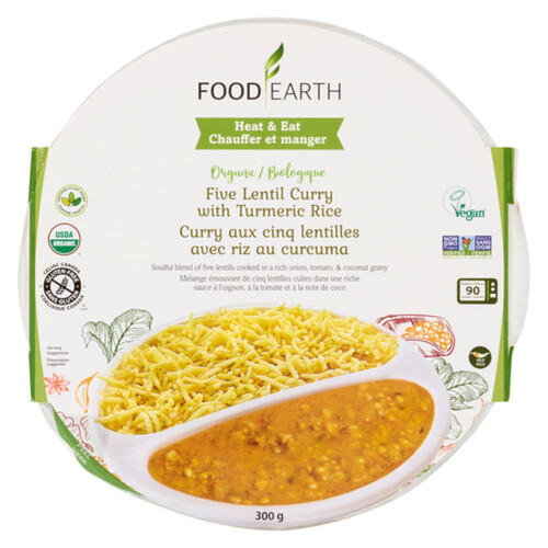 Food Earth Organic Meal Five Lentil Curry With Turmeric Rice Mild 300 g