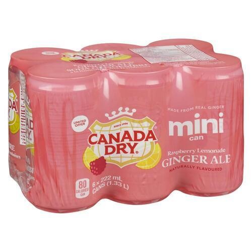 Canada Dry Soft Drink Ginger Ale Raspberry Lemonade 6 x 222 ml (cans)