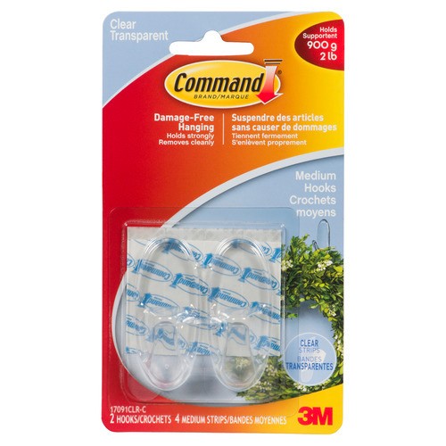 Command Clear Medium With Clear Strips Hooks 3 EA
