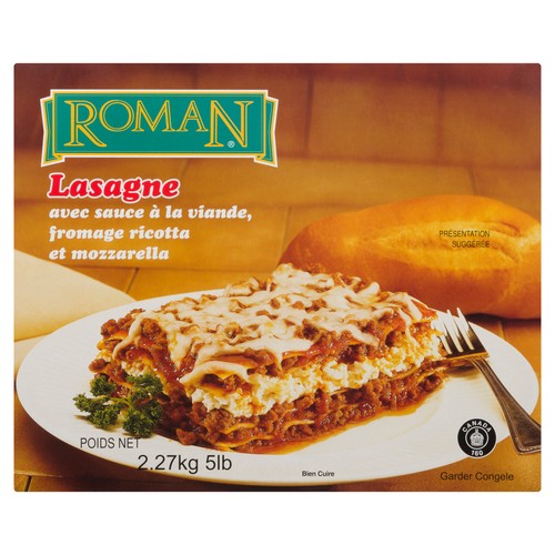 Roman Frozen Lasagna Tray With Cheese And Meat 2.27 kg