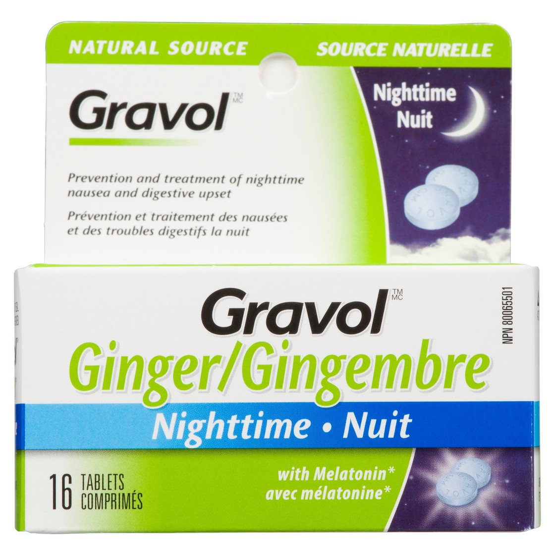 Image showcasing Gravol Ginger Nighttime Tablets For Upset Stomach & Nausea With ...