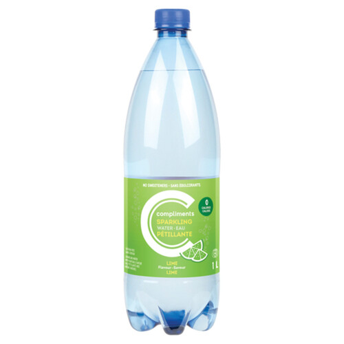 Compliments Sparkling Water Lime 1 L (bottle)