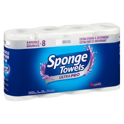 Sponge Towels Paper Towel Ultra Pro 2-Ply 4 Double Rolls x 98 Sheets