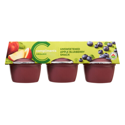 Compliments Organic Snack Unsweetened Apple Blueberry 6 x 113 g