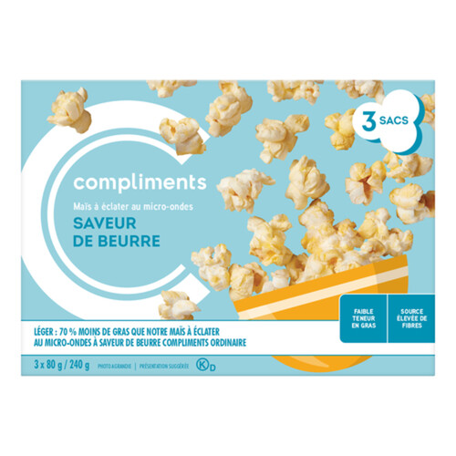 Compliments Microwave Popping Corn Light Butter 240 g