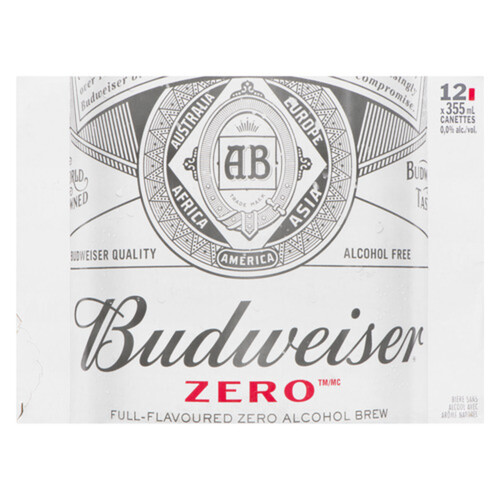 Budweiser Zero Non Alcoholic Beer 12 x 355 ml (cans)