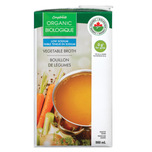 Compliments Organic Broth Low Sodium Vegetable 900 ml