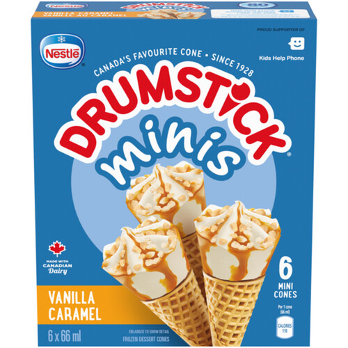 Nestlé Drumstick Frozen Dessert Cones Vanilla Caramel 6 x 66 ml