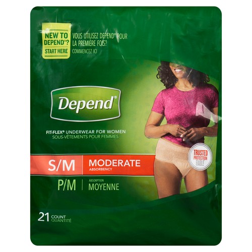 Depend Moderate Absorption Women's Underwear Small/Medium 21 EA