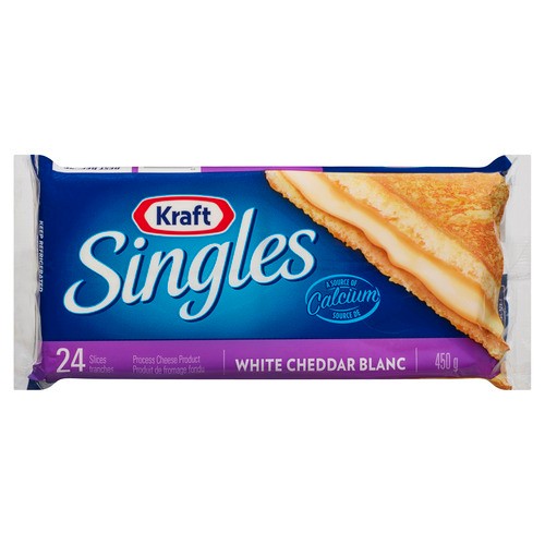 Kraft Singles Sliced Cheese White Cheddar 24 Slices 450 g