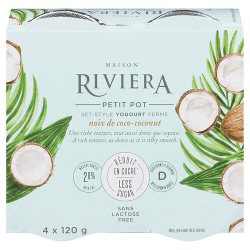 Riviera Less Sugar Yogurt Coconut Set Style 4 x 120 g