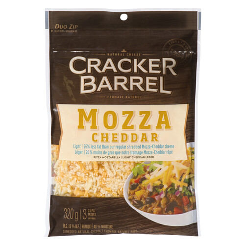 Cracker Barrel Light Shredded Cheese Mozzarella Cheddar 320 g