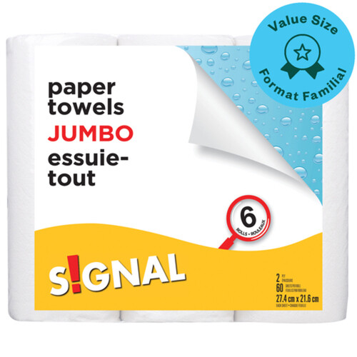 Signal Paper Towels 2-Ply 6 Jumbo Rolls x 60 Sheets