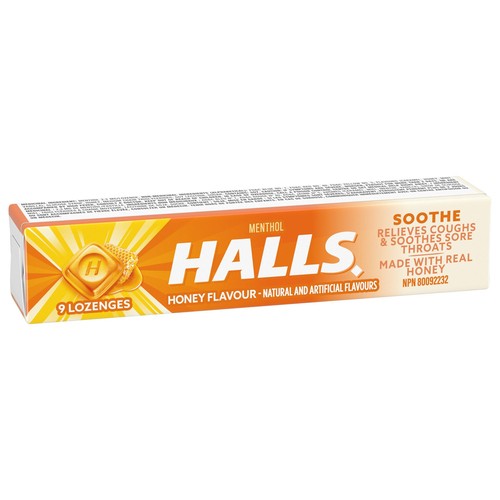 Halls Cough Drops Honey Flavour 9 count