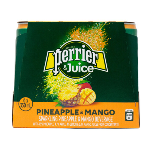 Perrier Sparkling Water Pineapple & Mango 6 x 330 ml (cans)