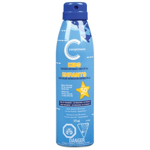 Compliments Kids Sunscreen Spray SPF 50 177 ml