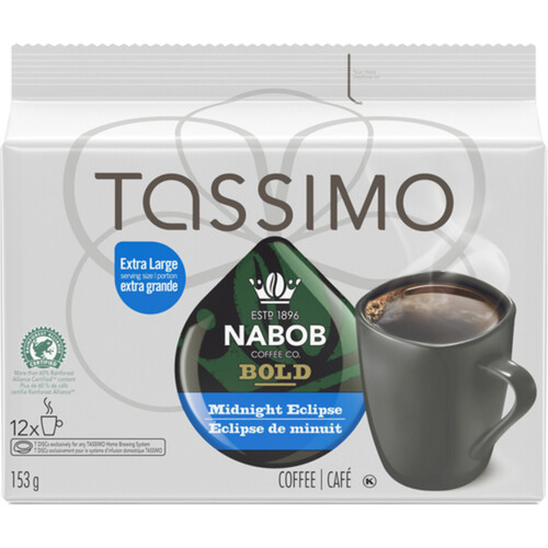 Tassimo Nabob Coffee Pods Bold Midnight Eclipse Extra Large Serve 12 T-Discs 153 g