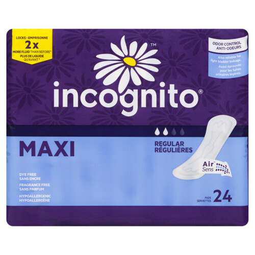 Incognito Maxi Pads Regular 24 Count