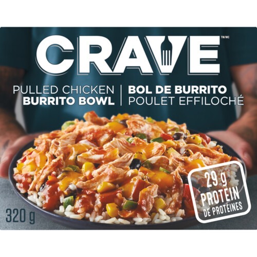 CRAVE Frozen Meal Pulled Chicken Burrito Bowl 320 g