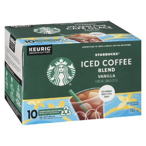 Starbucks Coffee Pods Iced Coffee Blend Vanilla 10 K-Cups 115 g