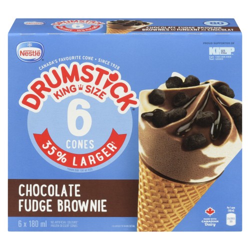 Nestlé Drumstick King Size Frozen Dessert Cones Chocolate Fudge Brownie 6 x 180 ml