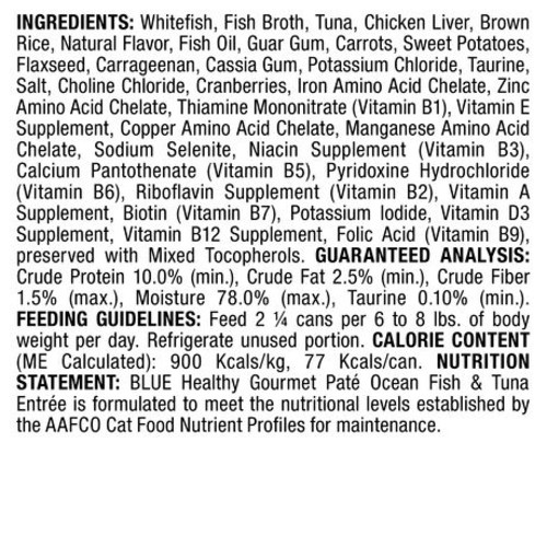 Blue Buffalo Cat Food Healthy Gourmet Paté Ocean Fish & Tuna Entrée 85 g