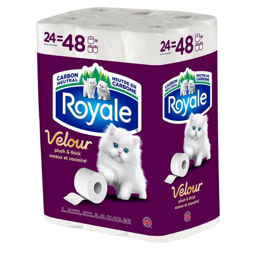 Royale Velour Toilet Paper 2-Ply 24 Rolls x 142 Sheets 